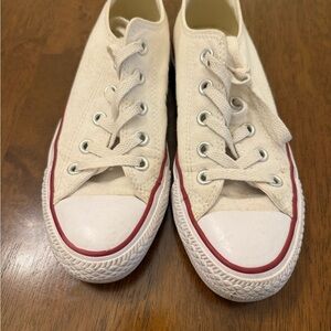 Converse Low-Top Sneakers in Cream with Red Trim
